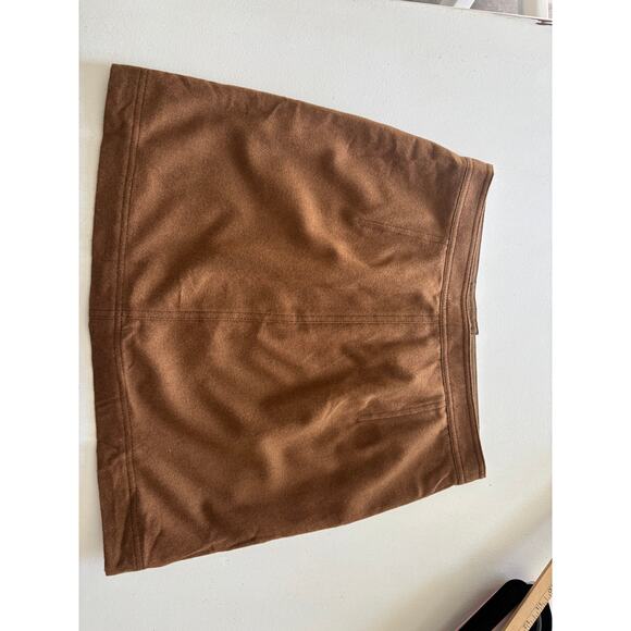 Madewell Camel  sz 6 Wool button front miniskirt A-line tailored classic fall - Picture 6 of 7